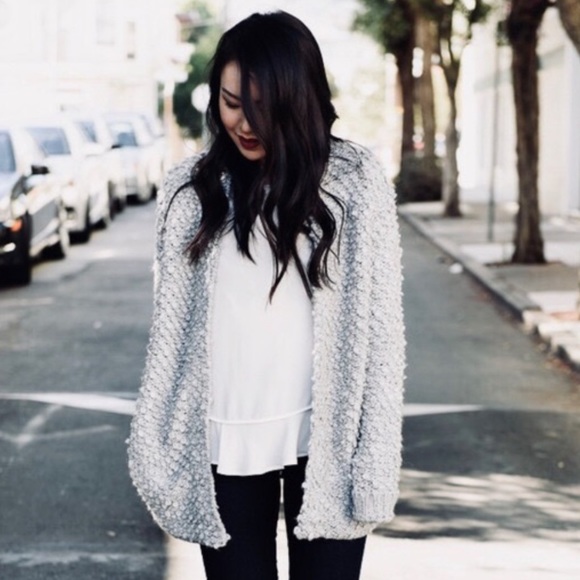 LOFT  Loop Stitch Cardigan Wool Gray - Picture 11 of 11